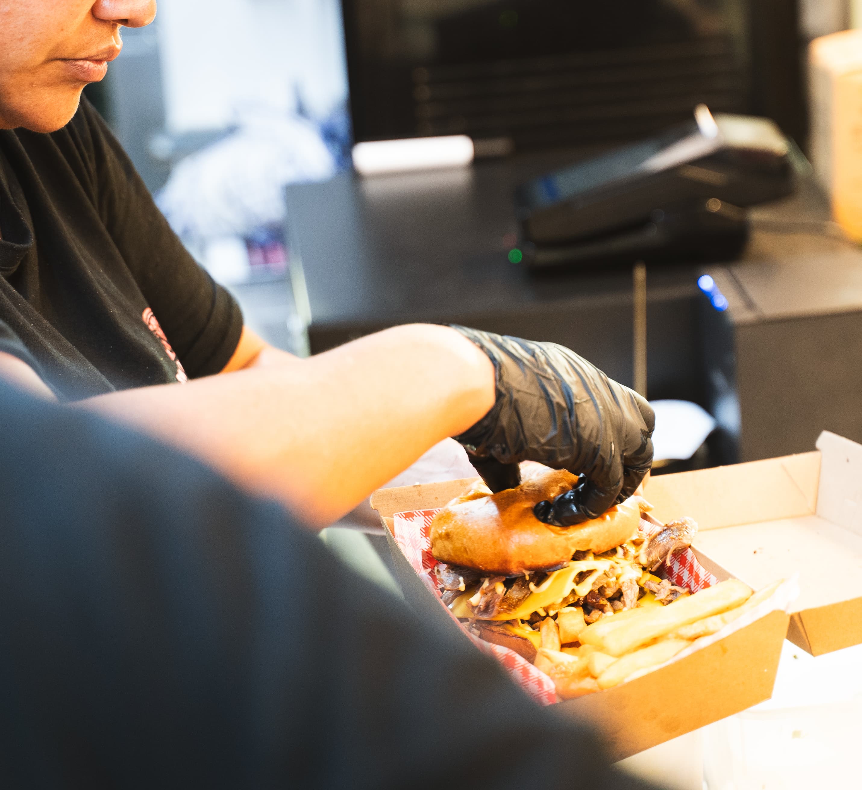 Delicious halal street food being prepared